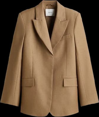 Blazer camel recortado sobre fondo transparente